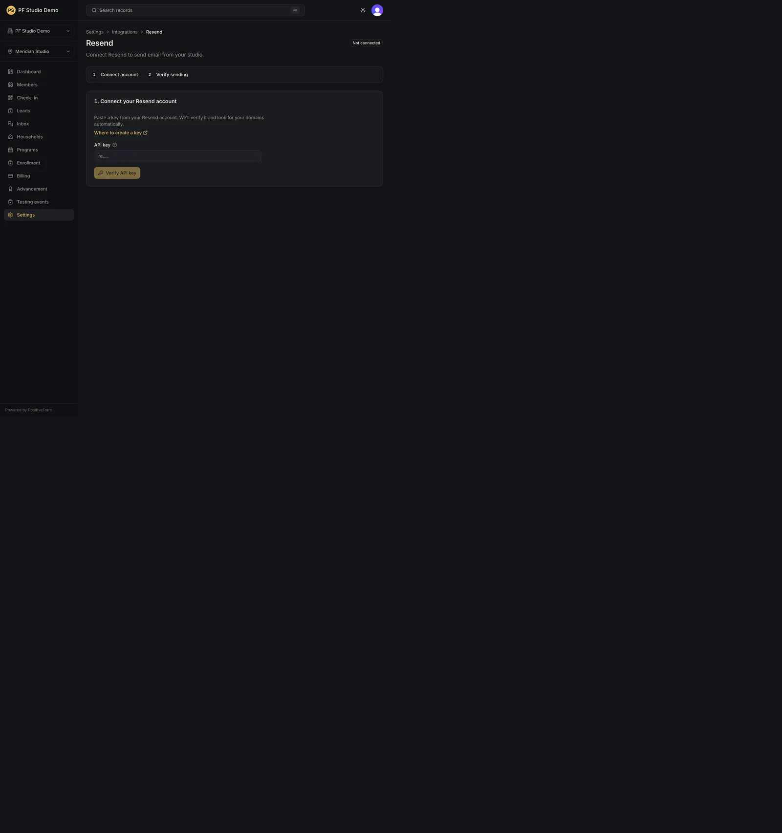 Resend integration page
